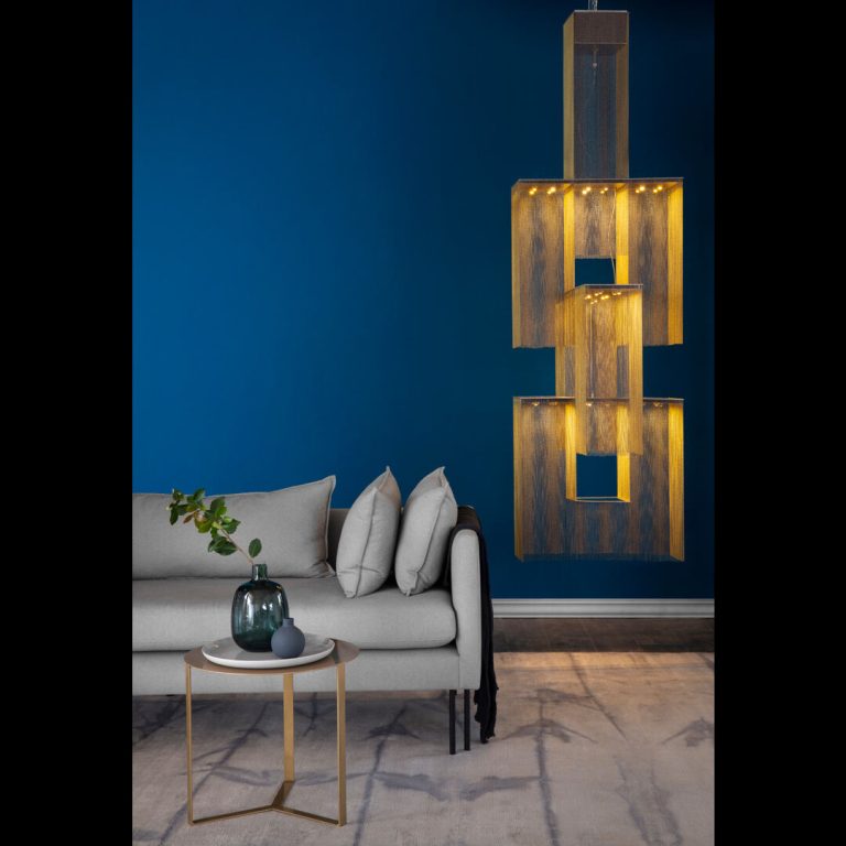 willowlamp - The Link - X Chandelier - 700mm x 700mm - Smoke-Brass - ball chain and laser-cut steel - Luxury Chandeliers