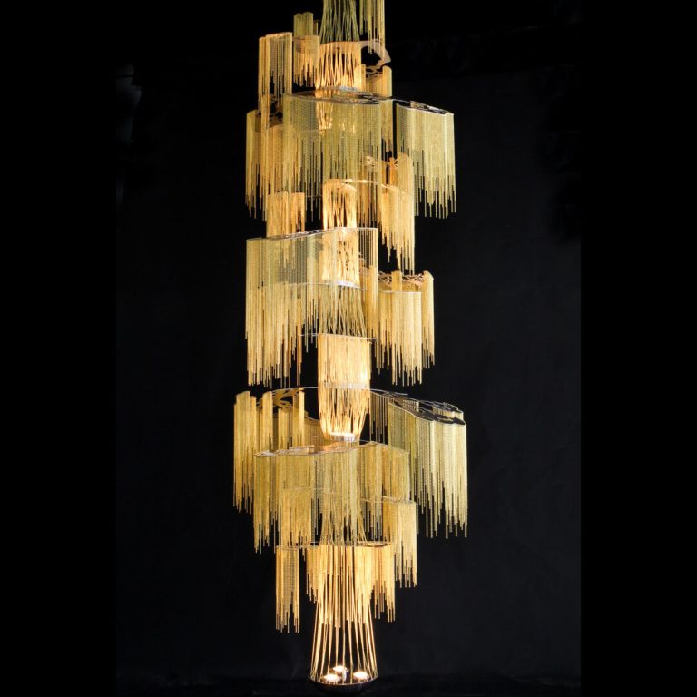 willowlamp - Enchanted faraway Trees - Suspended Chandeliers -12-Tier - Brass - ball chain and laser-cut steel - high end modern chandeliers