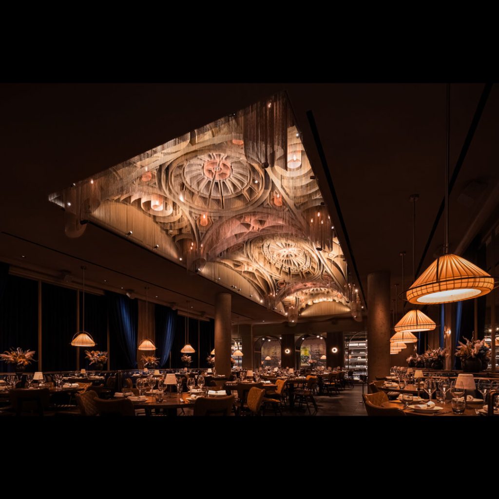 Ceilingscape designed by Willowlamp at the Cathedrale restaurant in the Aria, Las Vegas, NV.