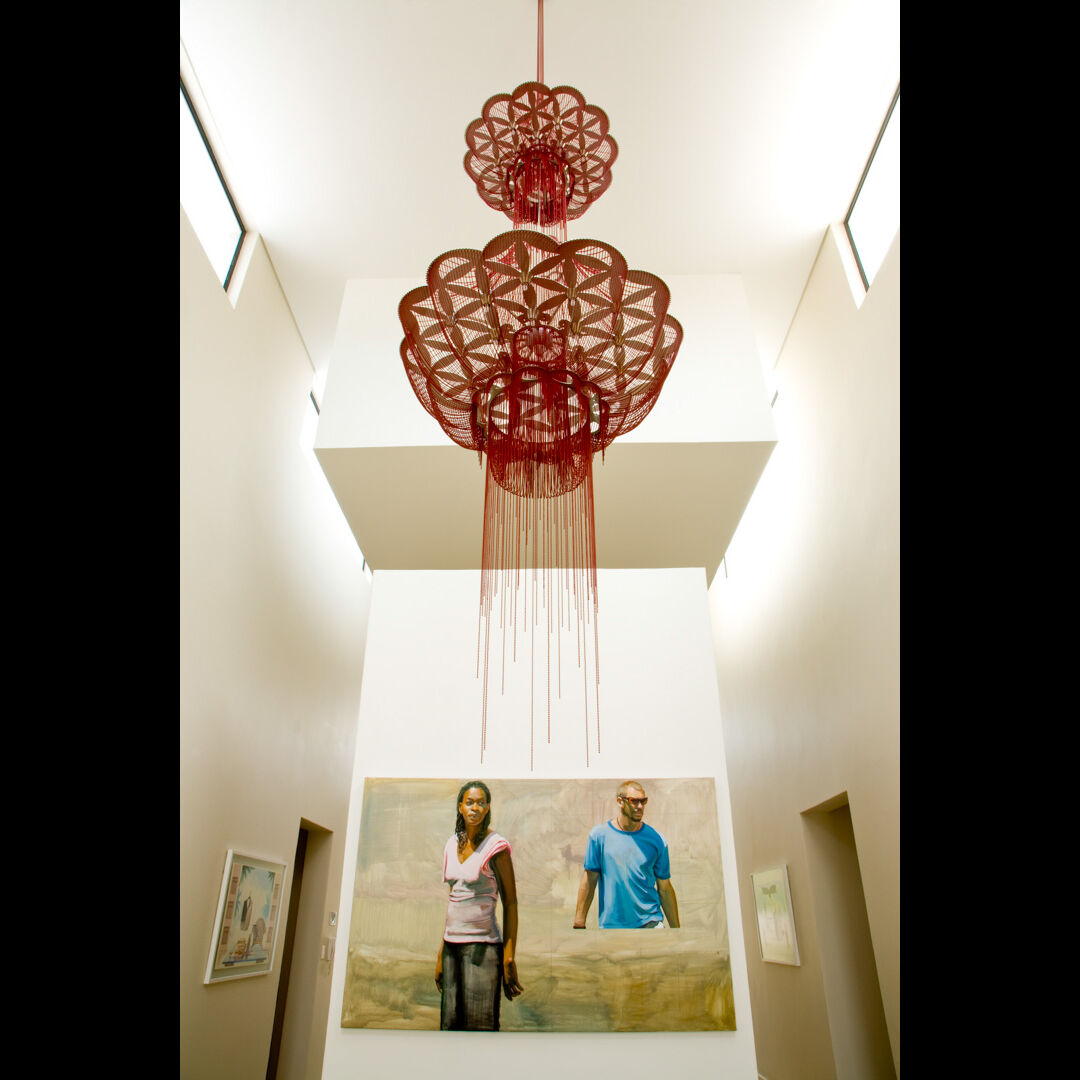 INSTALLED Flower of Life Chandelier STACKED Red 1
