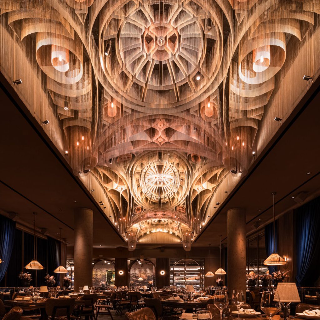 Ceilingscape designed by Willowlamp at the Cathedrale restaurant in the Aria, Las Vegas, NV.