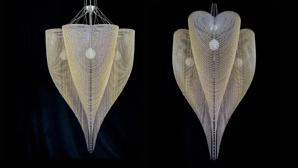 Ombre Lighting Design Big Love Clover Chandelier by willowlamp featuring an ombre effect using both brass and silver chrome chain