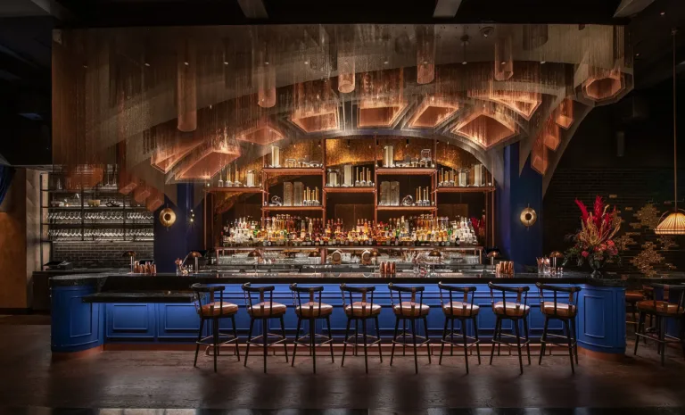 Inside the Cathedrale Las Vegas Bar Installation: Engineering a Custom Chandelier at Architectural Scale ceiling art hospitality lighting design